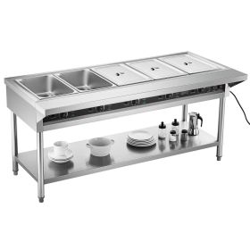 VEVOR 5-Pan Commercial Food Warmer, Electric Steam Table with Independent Temperature Control