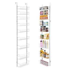 VEVOR Over the Door Pantry Organizer, 9-Tier Pantry Organization and Storage, Heavy-Duty Steel Hanging Spice Rack, Adjustable Wall Seasoning Shel